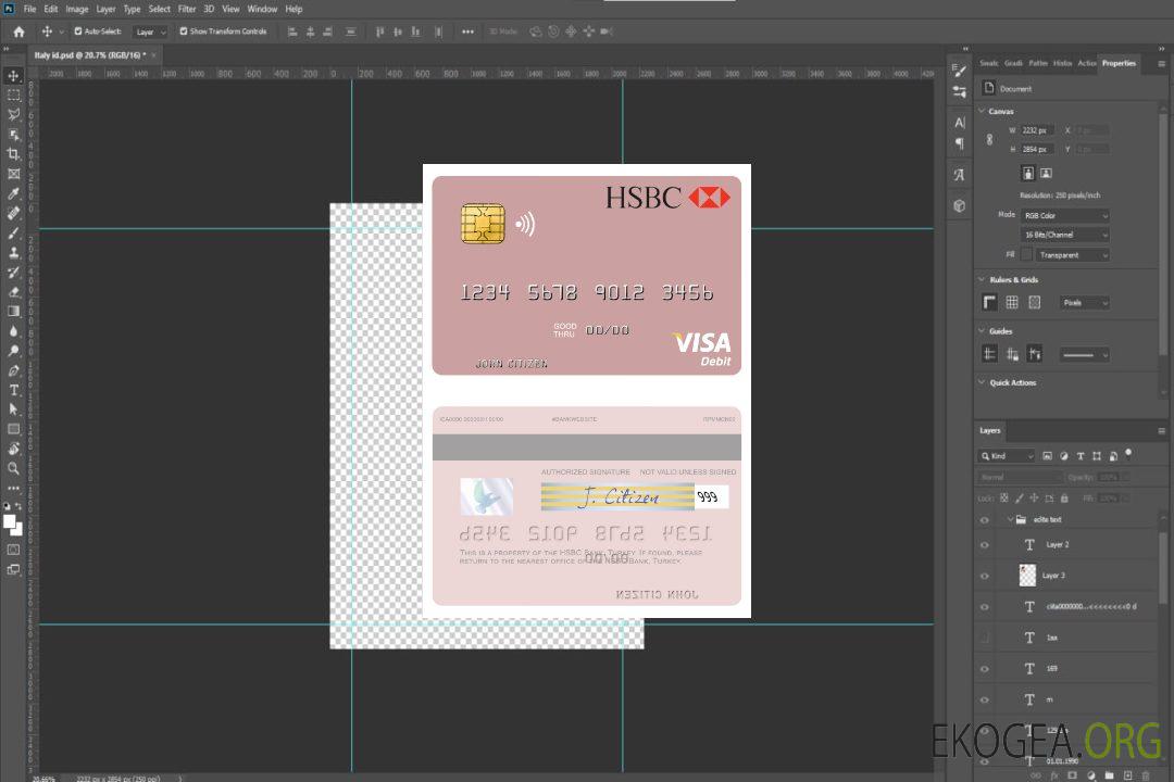 Carte de débit visa Banque HSBC Turquie template